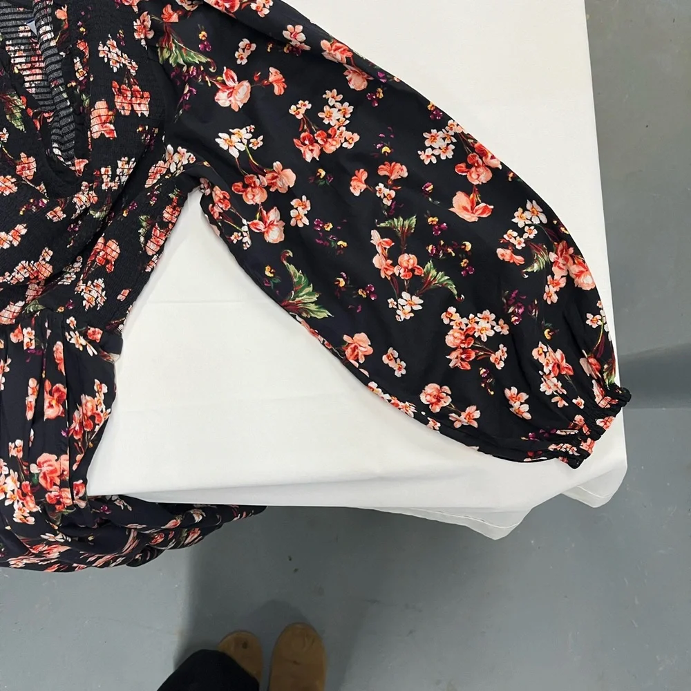 Old Navy Black Floral Long Sleeve Dress Medium NWT - Picture 8 of 9